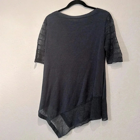 Poetry Linen Navy Blue Asymmetrical Hem Tunic size 6 - Picture 5 of 6
